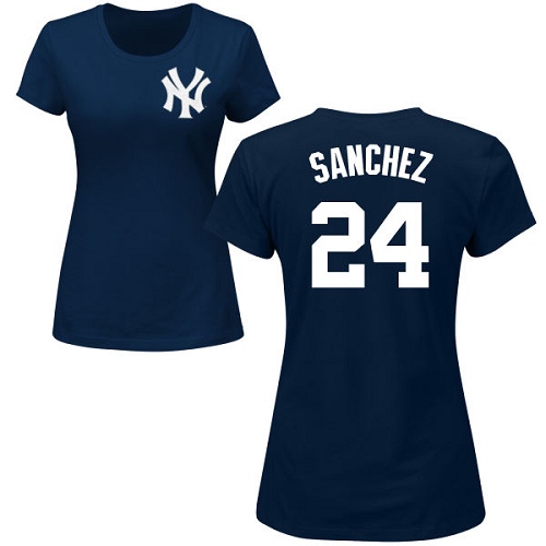 MLB Women's Nike New York Yankees #24 Gary Sanchez Navy Blue Name & Number T-Shirt