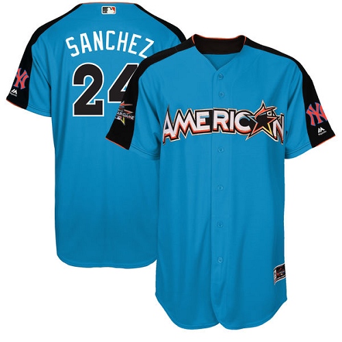 Men's Majestic New York Yankees #24 Gary Sanchez Authentic Blue American League 2017 MLB All-Star MLB Jersey