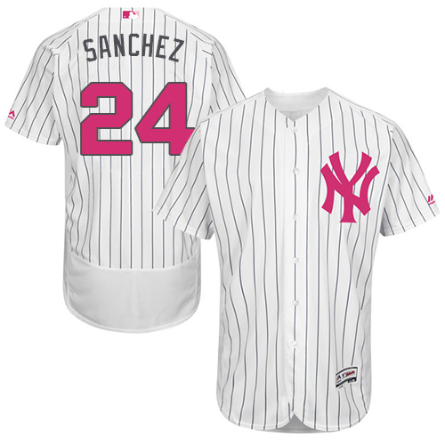 Men's Majestic New York Yankees #24 Gary Sanchez Authentic White 2016 Mother's Day Fashion Flex Base MLB Jersey