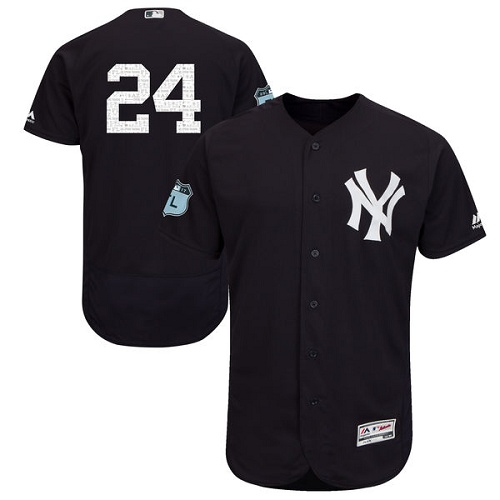 Men's Majestic New York Yankees #24 Gary Sanchez Navy Blue 2017 Spring Training Authentic Collection Flex Base MLB Jersey