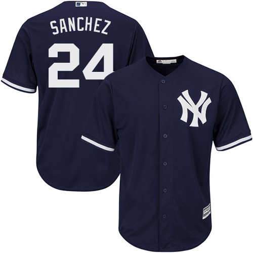 Men's Majestic New York Yankees #24 Gary Sanchez Replica Navy Blue Alternate MLB Jersey