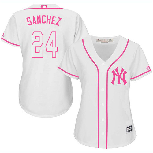 Women's Majestic New York Yankees #24 Gary Sanchez Authentic White Fashion Cool Base MLB Jersey