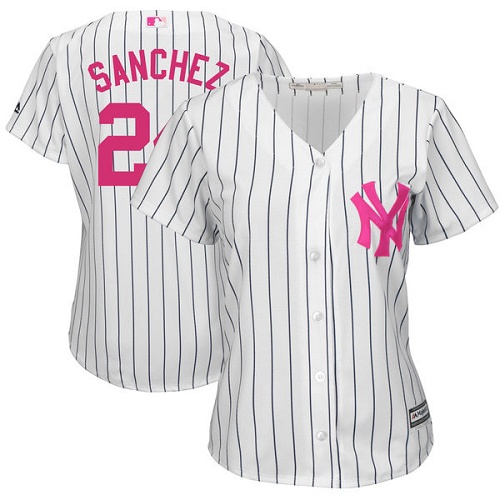 Women's Majestic New York Yankees #24 Gary Sanchez Authentic White Mother's Day Cool Base MLB Jersey