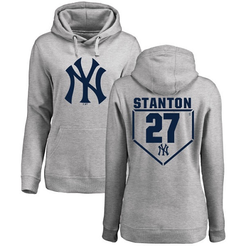 MLB Women's Nike New York Yankees #27 Giancarlo Stanton Gray RBI Pullover Hoodie
