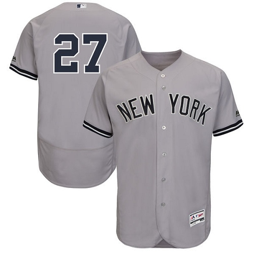 Men's Majestic New York Yankees #27 Giancarlo Stanton Grey Flexbase Authentic Collection MLB Jersey