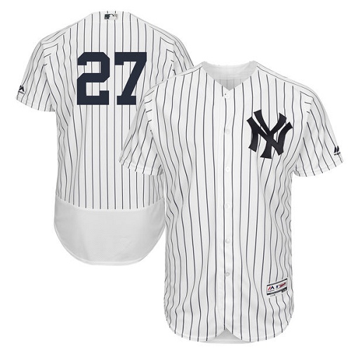 Men's Majestic New York Yankees #27 Giancarlo Stanton White/Navy Flexbase Authentic Collection MLB Jersey