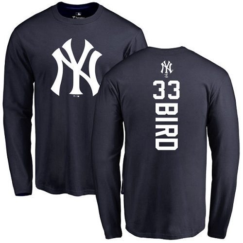 MLB Nike New York Yankees #33 Greg Bird Navy Blue Backer Long Sleeve T-Shirt