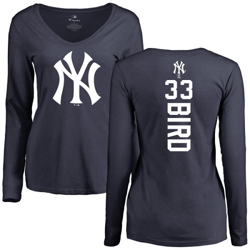 MLB Women's Nike New York Yankees #33 Greg Bird Navy Blue Backer Long Sleeve T-Shirt