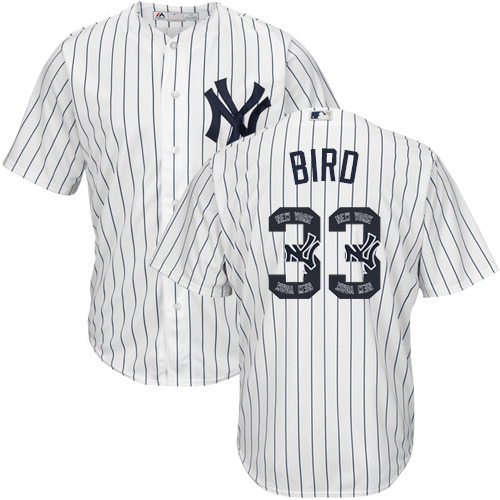 Men's Majestic New York Yankees #33 Greg Bird Authentic White Team Logo Fashion MLB Jersey