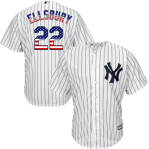 Men's Majestic New York Yankees #22 Jacoby Ellsbury Authentic White USA Flag Fashion MLB Jersey