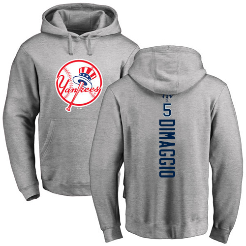 MLB Nike New York Yankees #5 Joe DiMaggio Ash Backer Pullover Hoodie