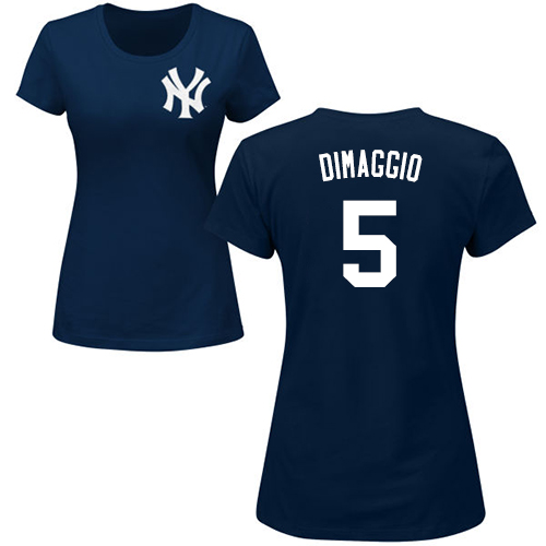 MLB Women's Nike New York Yankees #5 Joe DiMaggio Navy Blue Name & Number T-Shirt