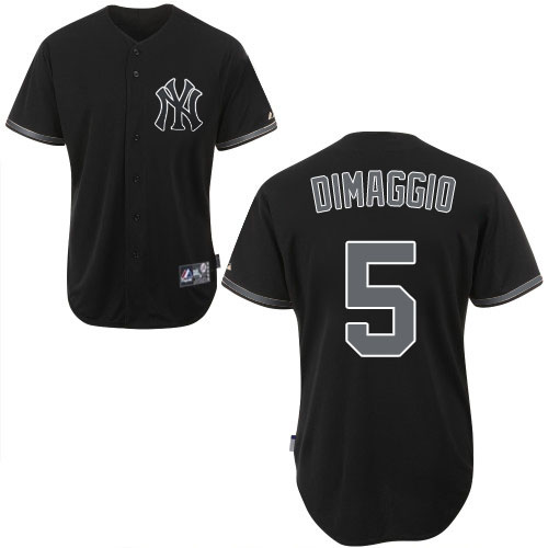 Men's Majestic New York Yankees #5 Joe DiMaggio Authentic Black Fashion MLB Jersey