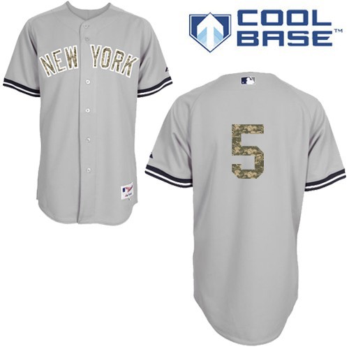 Men's Majestic New York Yankees #5 Joe DiMaggio Authentic Grey USMC Cool Base MLB Jersey