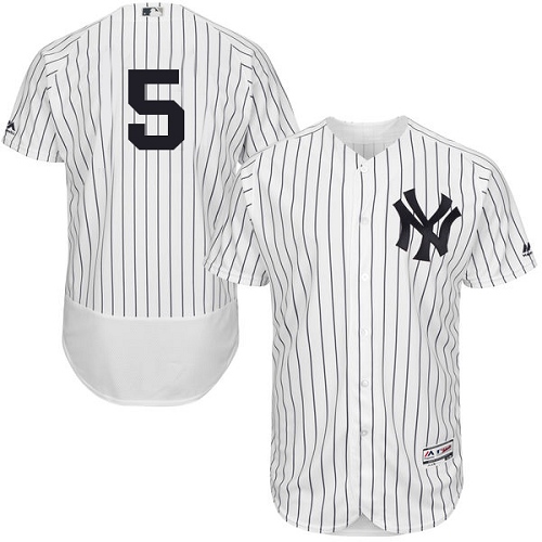 Men's Majestic New York Yankees #5 Joe DiMaggio White Home Flex Base Authentic Collection MLB Jersey