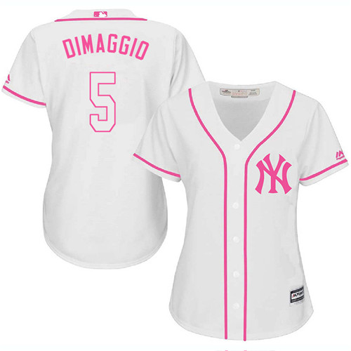 Women's Majestic New York Yankees #5 Joe DiMaggio Authentic White Fashion Cool Base MLB Jersey