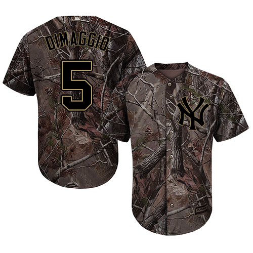Youth Majestic New York Yankees #5 Joe DiMaggio Authentic Camo Realtree Collection Flex Base MLB Jersey
