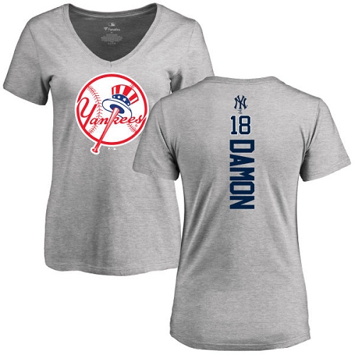 MLB Women's Nike New York Yankees #18 Johnny Damon Ash Backer T-Shirt