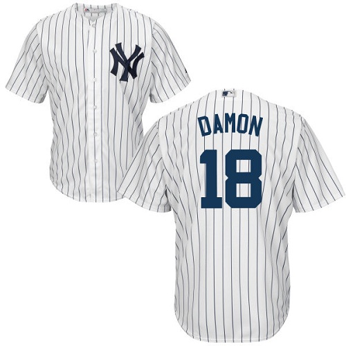 Youth Majestic New York Yankees #18 Johnny Damon Authentic White Home MLB Jersey