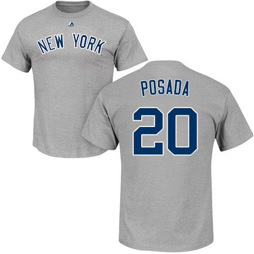MLB Nike New York Yankees #20 Jorge Posada Gray Name & Number T-Shirt