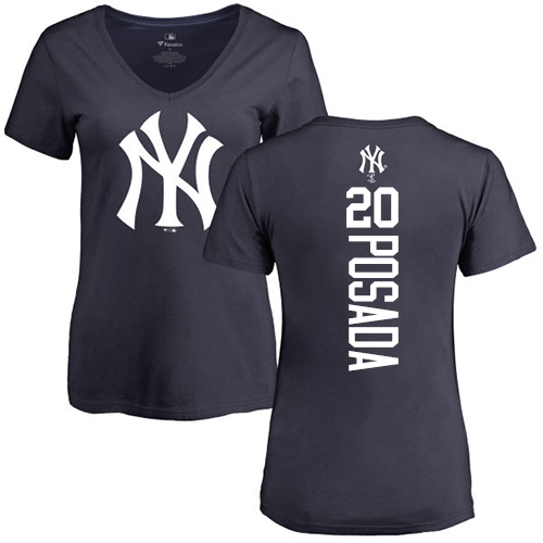 MLB Women's Nike New York Yankees #20 Jorge Posada Navy Blue Backer T-Shirt
