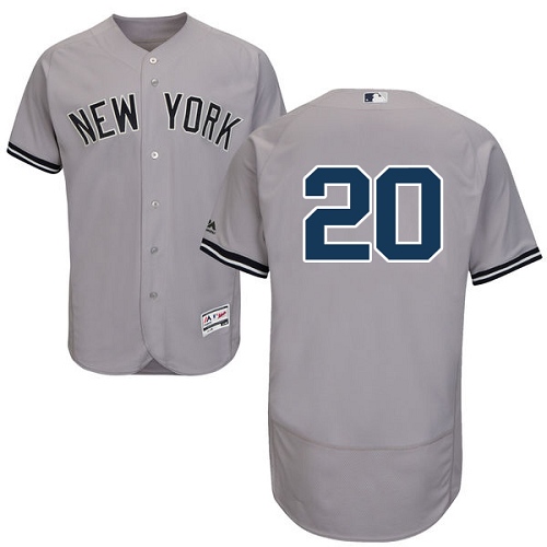 Men's Majestic New York Yankees #20 Jorge Posada Grey Road Flex Base Authentic Collection MLB Jersey
