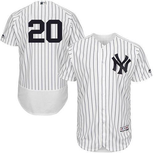 Men's Majestic New York Yankees #20 Jorge Posada White Home Flex Base Authentic Collection MLB Jersey