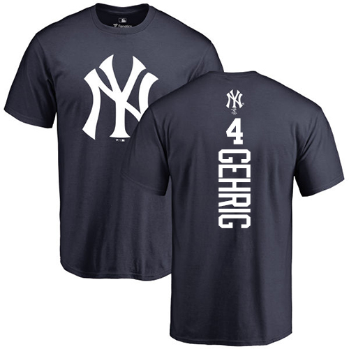 MLB Nike New York Yankees #4 Lou Gehrig Navy Blue Backer T-Shirt