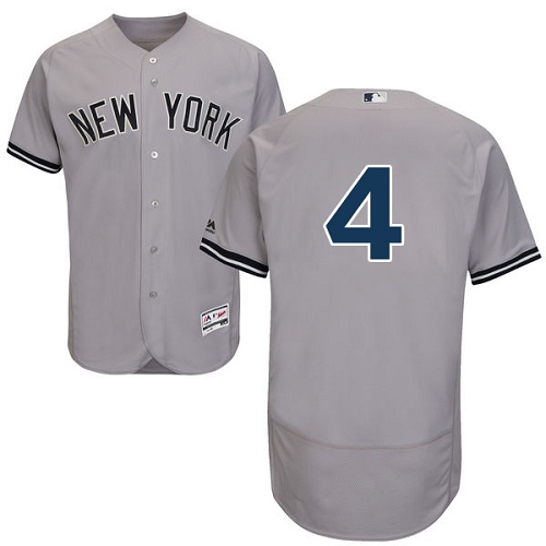 Men's Majestic New York Yankees #4 Lou Gehrig Grey Road Flex Base Authentic Collection MLB Jersey
