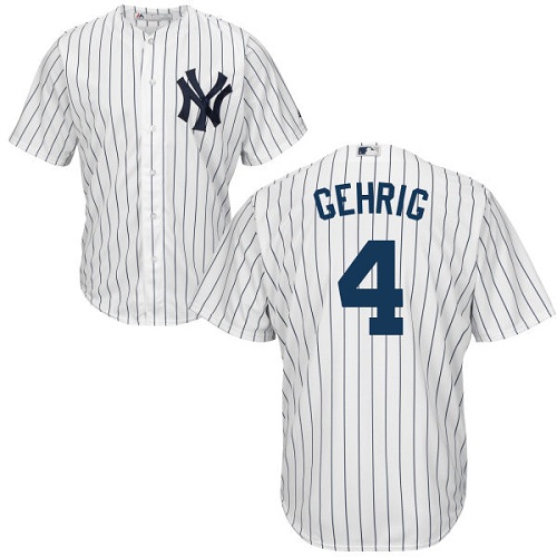 Youth Majestic New York Yankees #4 Lou Gehrig Authentic White Home MLB Jersey
