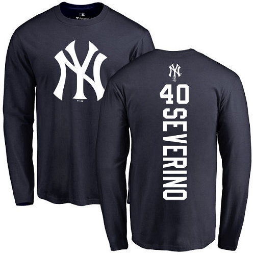 MLB Nike New York Yankees #40 Luis Severino Navy Blue Backer Long Sleeve T-Shirt