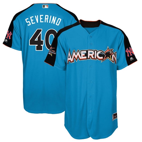 Men's Majestic New York Yankees #40 Luis Severino Authentic Blue American League 2017 MLB All-Star MLB Jersey