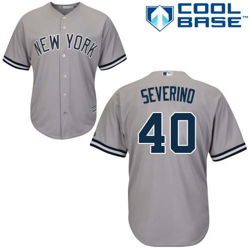 Men's Majestic New York Yankees #40 Luis Severino Replica Grey Road MLB Jersey