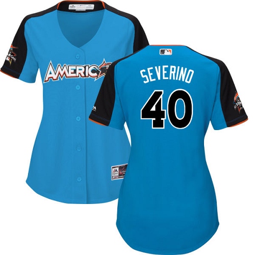Women's Majestic New York Yankees #40 Luis Severino Authentic Blue American League 2017 MLB All-Star MLB Jersey