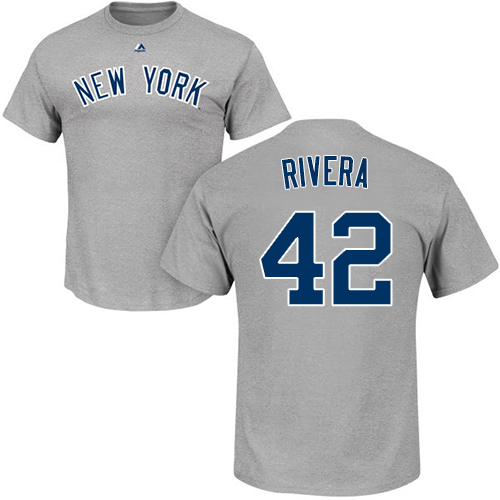MLB Nike New York Yankees #42 Mariano Rivera Gray Name & Number T-Shirt