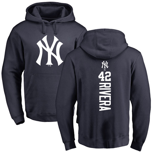 MLB Nike New York Yankees #42 Mariano Rivera Navy Blue Backer Pullover Hoodie