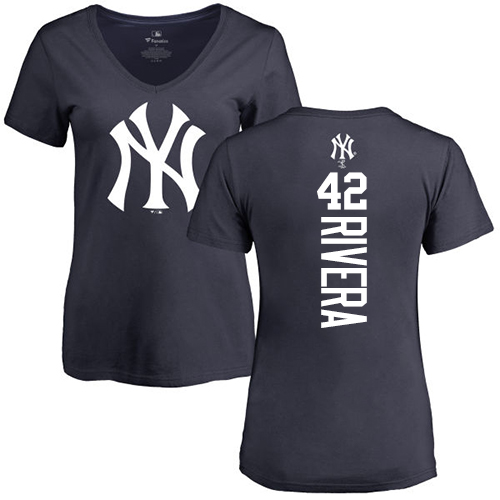 MLB Women's Nike New York Yankees #42 Mariano Rivera Navy Blue Backer T-Shirt