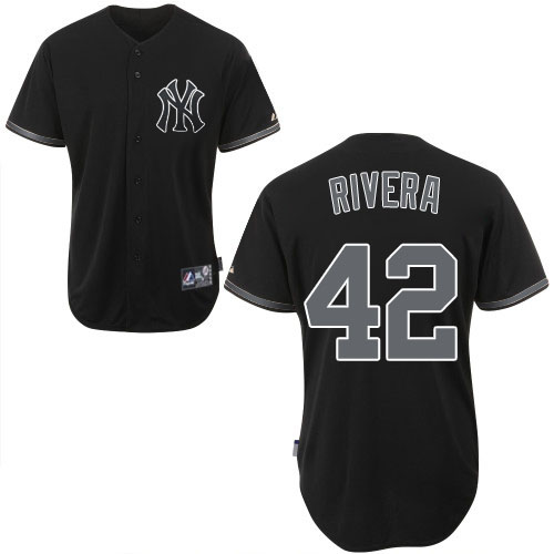 Men's Majestic New York Yankees #42 Mariano Rivera Authentic Black Fashion MLB Jersey