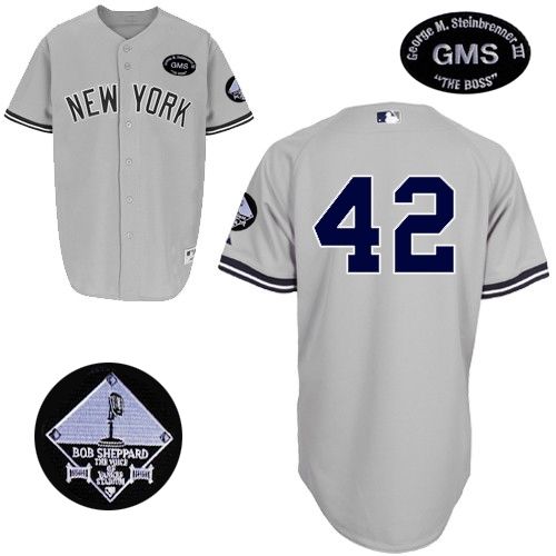 Men's Majestic New York Yankees #42 Mariano Rivera Authentic Grey GMS 