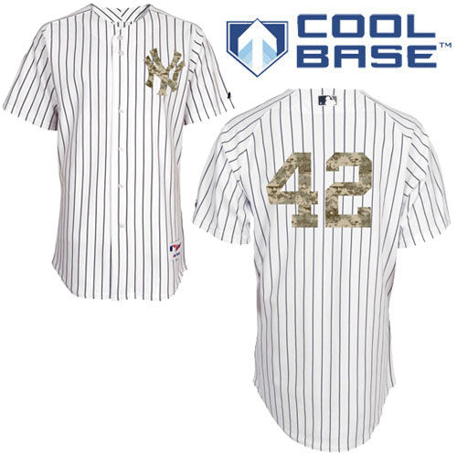Men's Majestic New York Yankees #42 Mariano Rivera Authentic White USMC Cool Base MLB Jersey