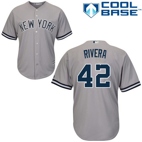 Men's Majestic New York Yankees #42 Mariano Rivera Replica Grey Road MLB Jersey