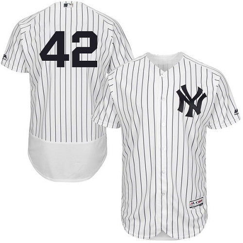 Men's Majestic New York Yankees #42 Mariano Rivera White Home Flex Base Authentic Collection MLB Jersey