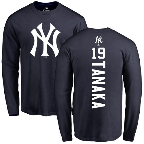MLB Nike New York Yankees #19 Masahiro Tanaka Navy Blue Backer Long Sleeve T-Shirt