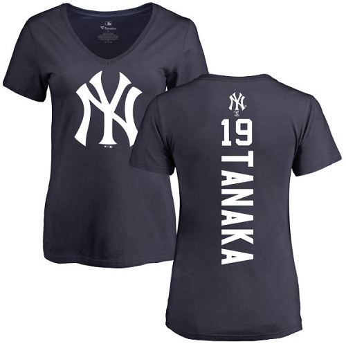 MLB Women's Nike New York Yankees #19 Masahiro Tanaka Navy Blue Backer T-Shirt