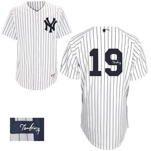 Men's Majestic New York Yankees #19 Masahiro Tanaka Authentic White Home Autographed MLB Jersey