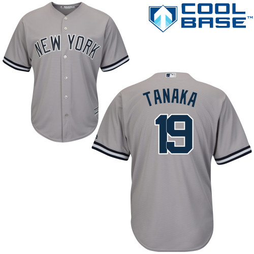 Men's Majestic New York Yankees #19 Masahiro Tanaka Replica Grey Road MLB Jersey