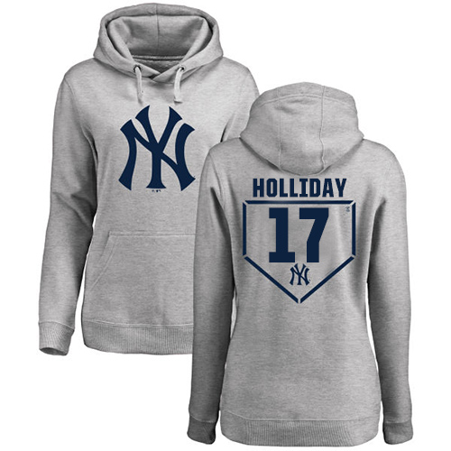 MLB Women's Nike New York Yankees #17 Matt Holliday Gray RBI Pullover Hoodie