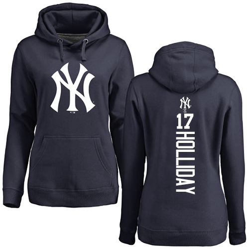 MLB Women's Nike New York Yankees #17 Matt Holliday Navy Blue Backer Pullover Hoodie