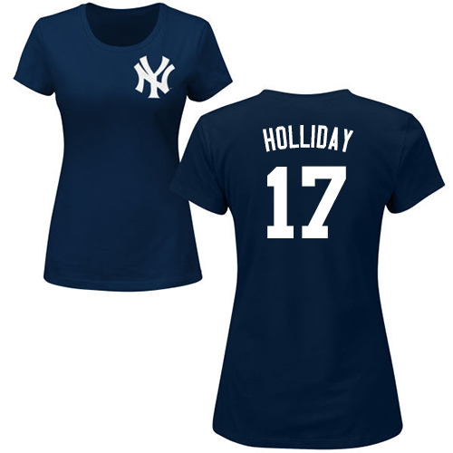 MLB Women's Nike New York Yankees #17 Matt Holliday Navy Blue Name & Number T-Shirt
