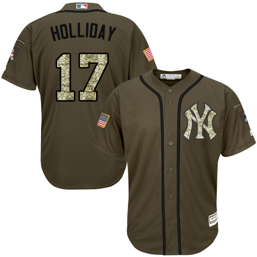 Men's Majestic New York Yankees #17 Matt Holliday Authentic Green Salute to Service MLB Jersey